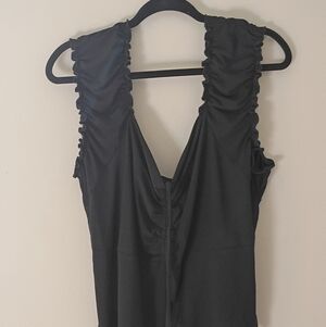 White Birch Woman's Black Ruffle Sleeved Crop Top